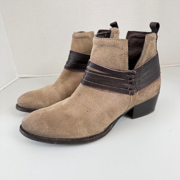 Diba Women's Skyler Ankle Boots Booties Tan Suede Brown Leather Size 8.5 - Picture 1 of 10